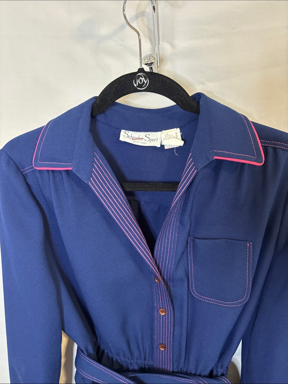 Schrader Sport Vintage 1970s Blue Button Front Dress - Picture 2 of 6